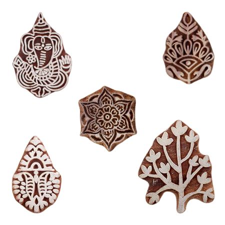 Set of 5 Piece New Mix Wooden Printing Blocks